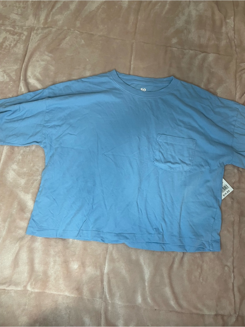 SO Women's Crop Pocket Tee Trio - Light Blue, Black, Green - Picture 2 of 8